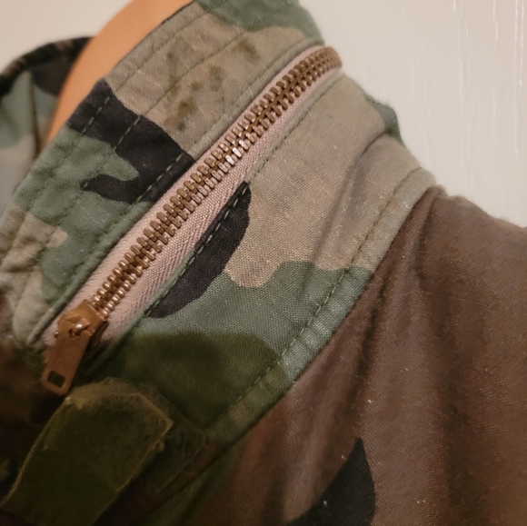 Vintage Woodland Camo Military Field Jacket Men's Medium Long military - Picture 3 of 8